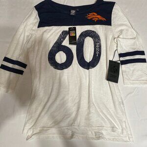 NWT Denver Broncos Jersey Tee L Cotton Blend White, Women's NFL Team Apparel